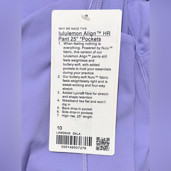 New Lululemon HR Align 25” Pants with Pockets Dark Lavender Leggings 10 - Picture 5 of 5